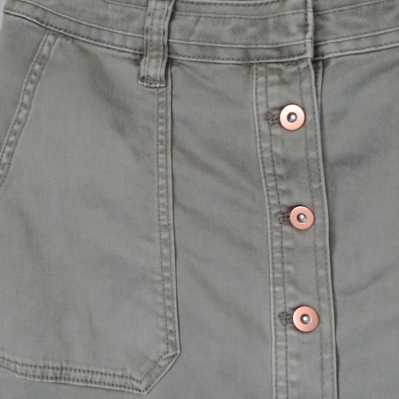 Anthropologie Pilcro Button Cargo Skirt Olive Size 4 - Picture 4 of 6